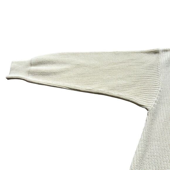 Revolve Bobi Black Cozy Cotton Sweater Womens Large Snow Cream Rib Knit Neutral - Picture 5 of 10